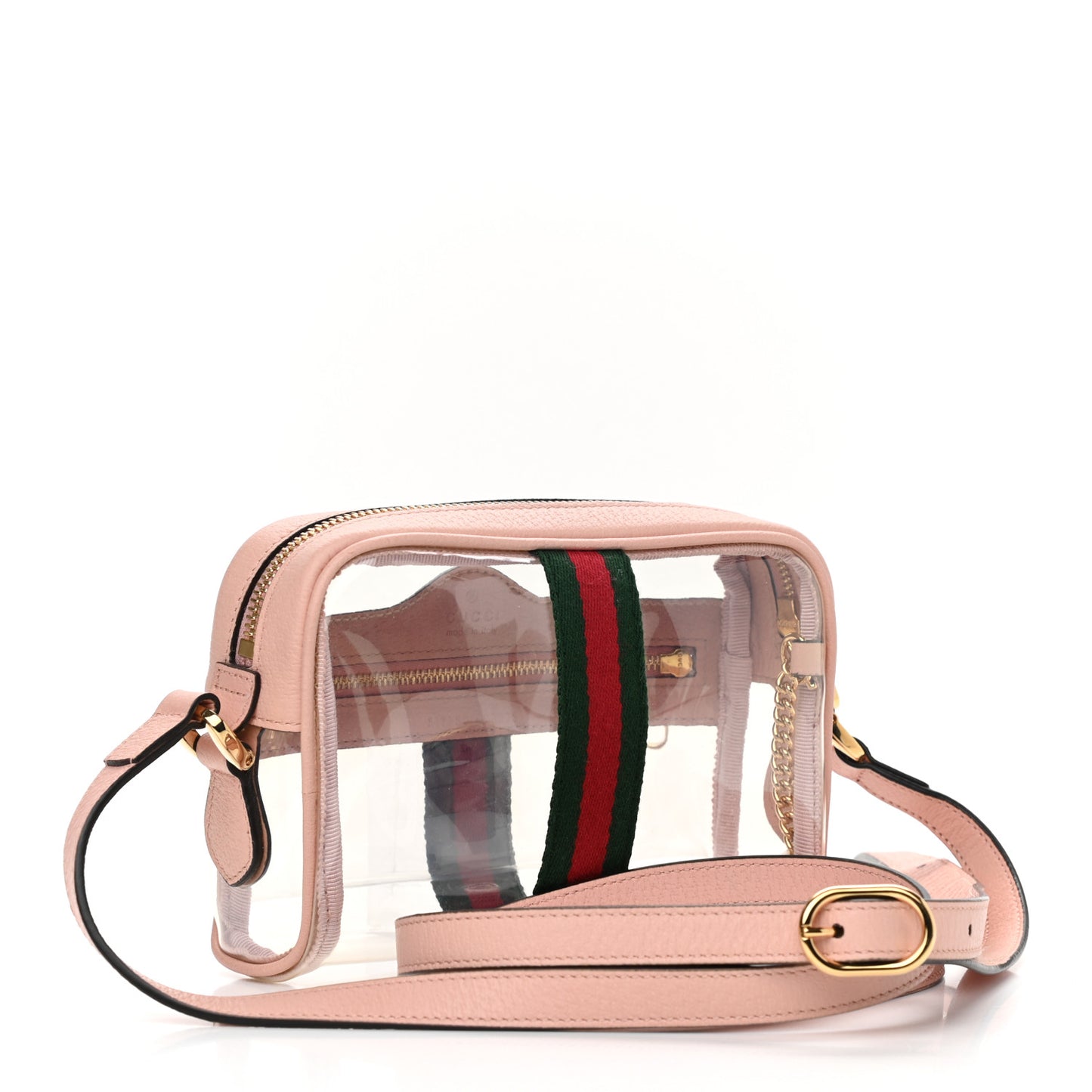 Vinyl Web Mini Ophidia Transparent Shoulder Bag Perfect Pink