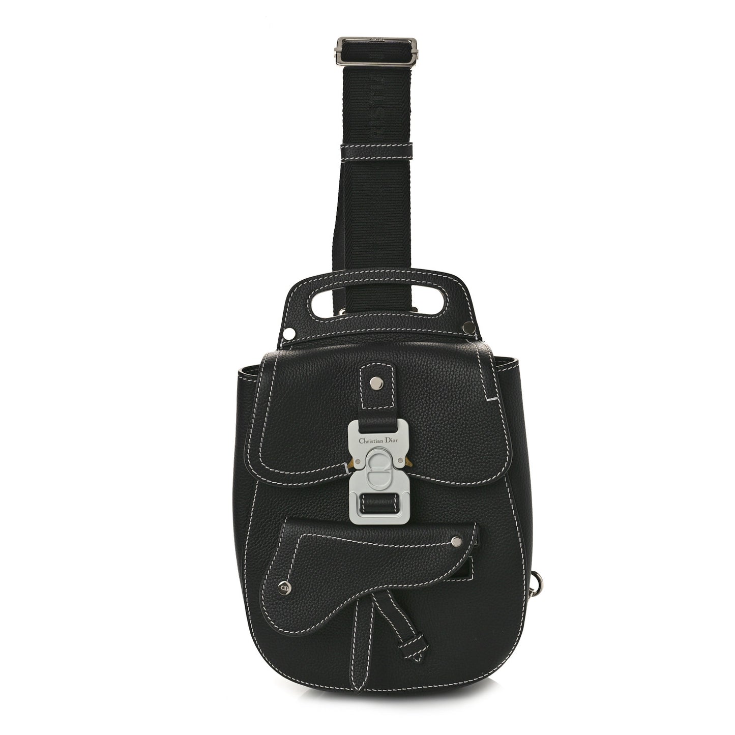 Grained Calfskin Mini Gallop Sling Bag Black
