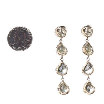 Chanel Resin Metal CC Drop Earrings Gold 2 of 4