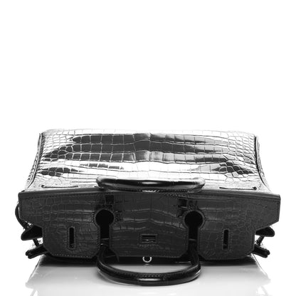 Hermes Shiny Porosus Crocodile Birkin 30 Black 30 of 38