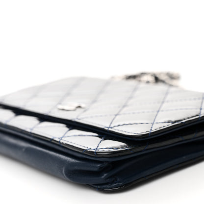 Chanel Patent Quilted Wallet On Chain WOC Blue 11 of 12