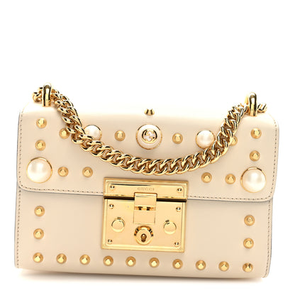Gucci Calfskin Studded Small Padlock Shoulder Bag White 1 of 10