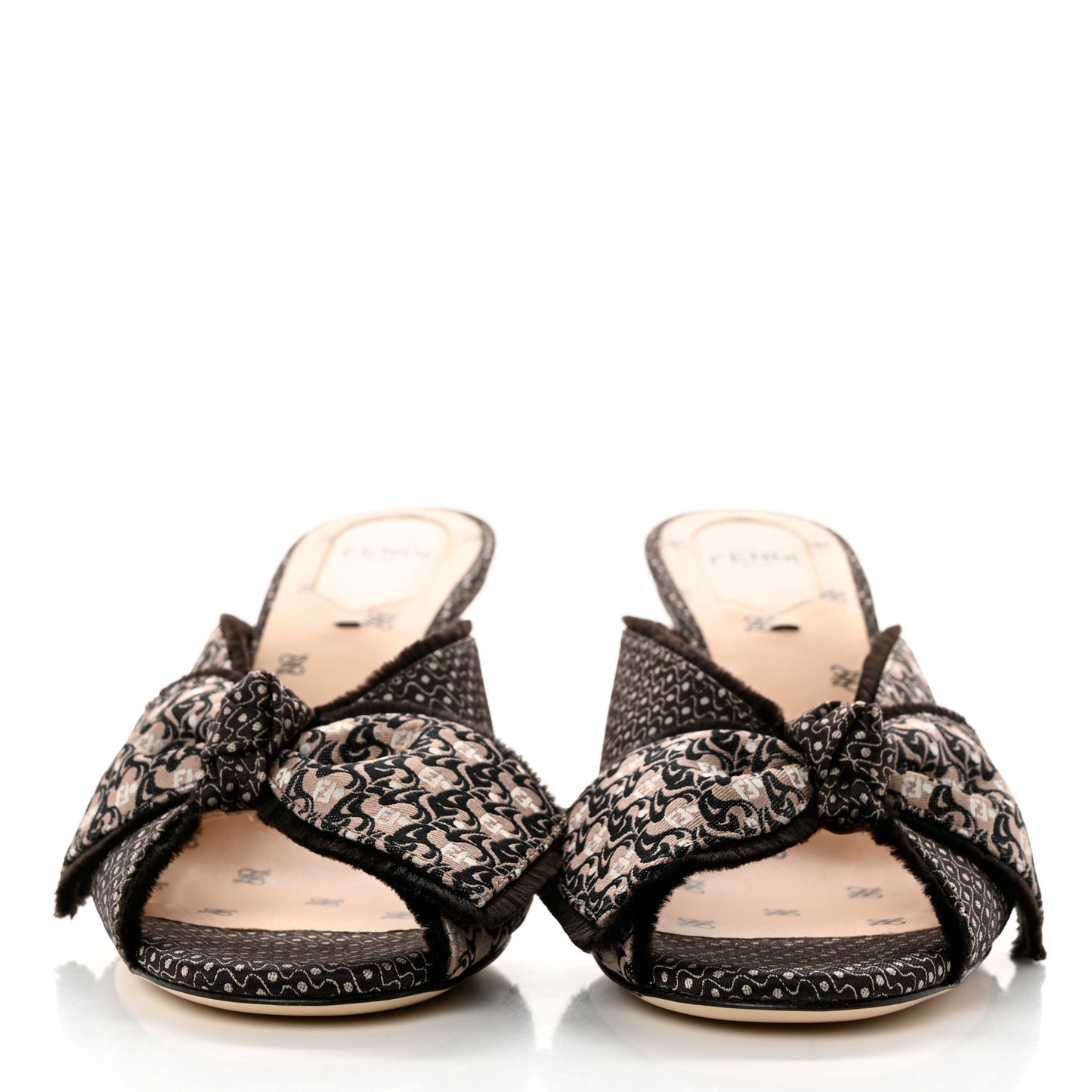 Jacquard FF Fabric Ffreedom Mules 36 Black