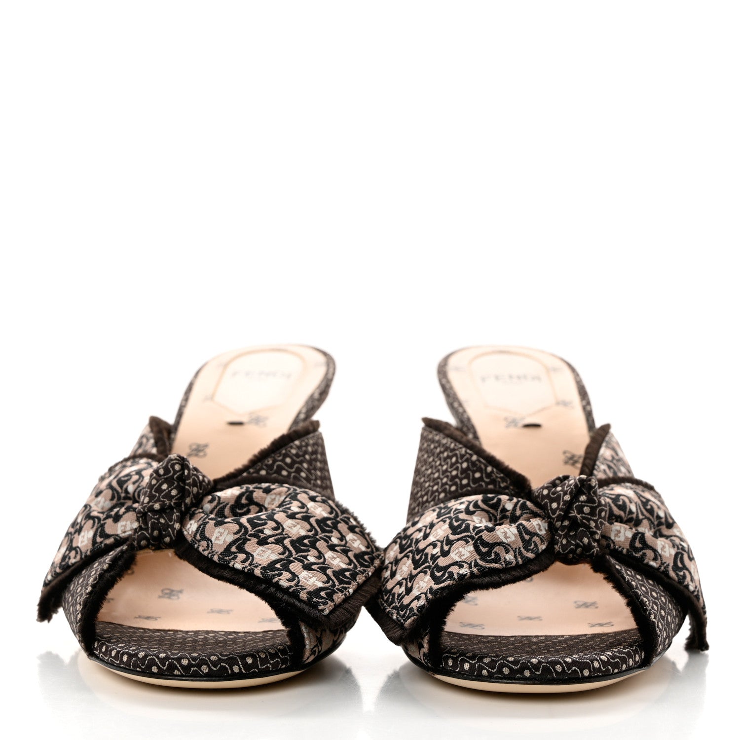 Fendi Jacquard FF Fabric Ffreedom Mules 36 Black 2 of 7