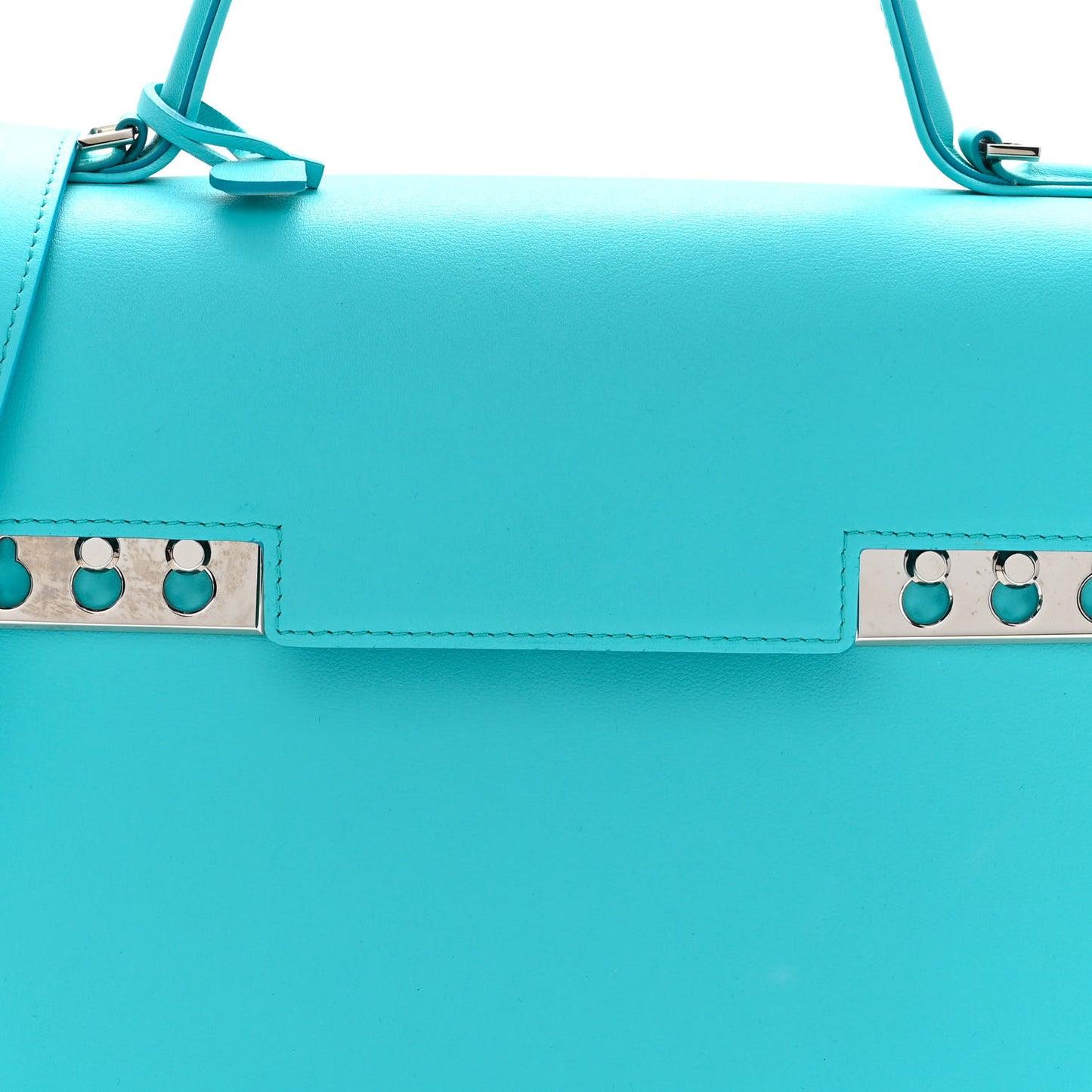 Calfskin MM Tempete Satchel Turquoise