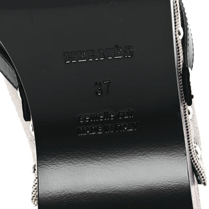 Hermes H Canvas Calfskin Carlotta Mules 37 Prunoir Black 7 of 9