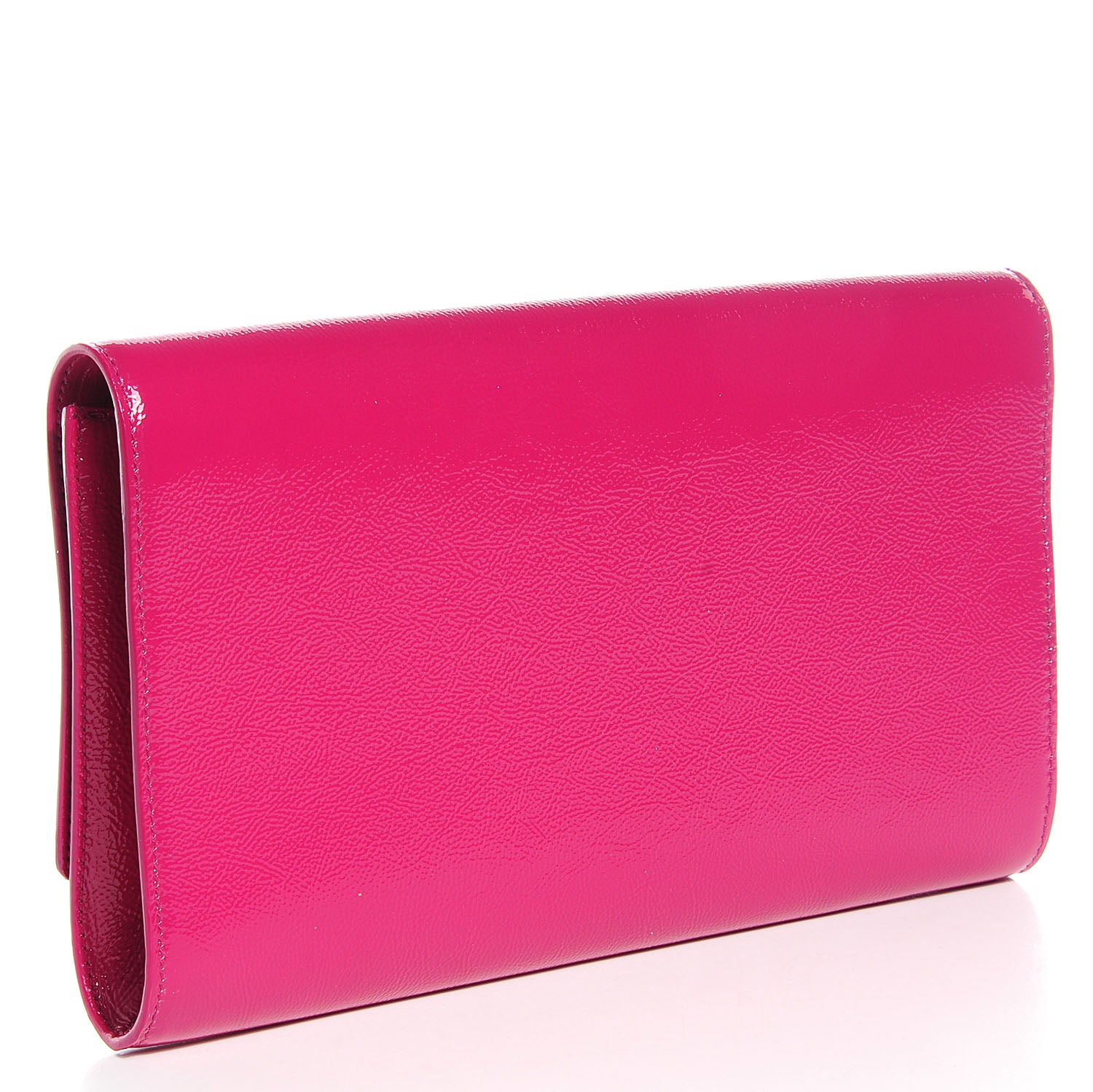 Saint Laurent Textured Patent Monogram Large Belle De Jour Clutch Fuchsia 3 of 7