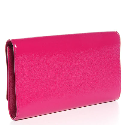 Saint Laurent Textured Patent Monogram Large Belle De Jour Clutch Fuchsia 3 of 7