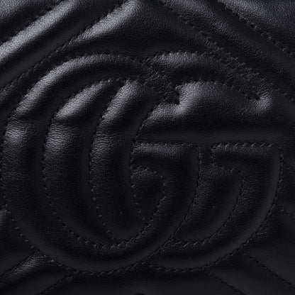 Gucci Calfskin Matelasse Mini GG Marmont Chain Shoulder Bag Black 14 of 17