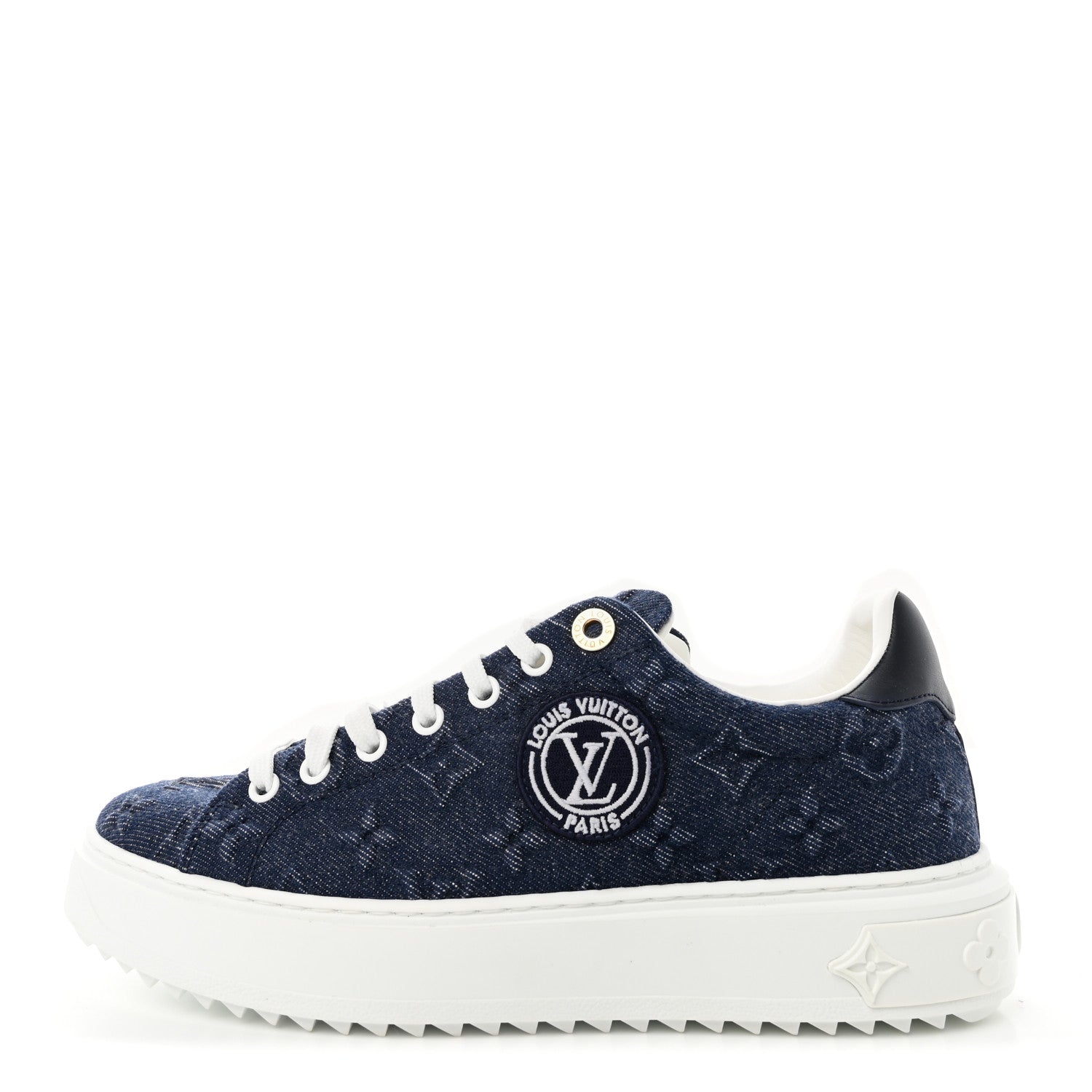 Louis Vuitton LOUIS VUITTON Denim Monogram Debossed Time Out Sneakers 39 Blue 1 of 16