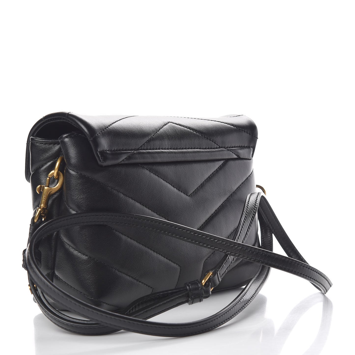 Calfskin Y Quilted Monogram Toy Loulou Crossbody Bag Black