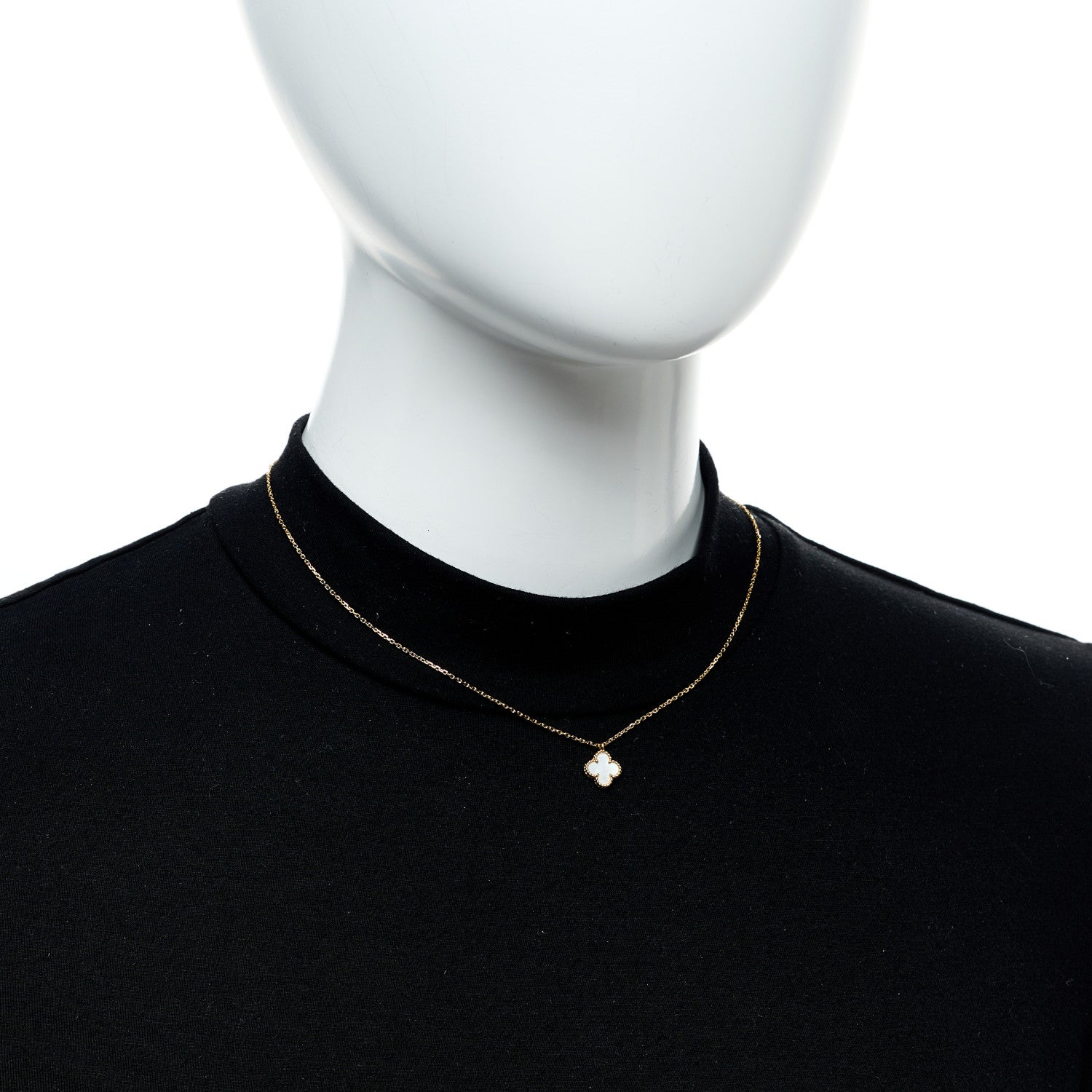 Van Cleef & Arpels 18K Yellow Gold Mother of Pearl Sweet Alhambra Pendant Necklace 3 of 8