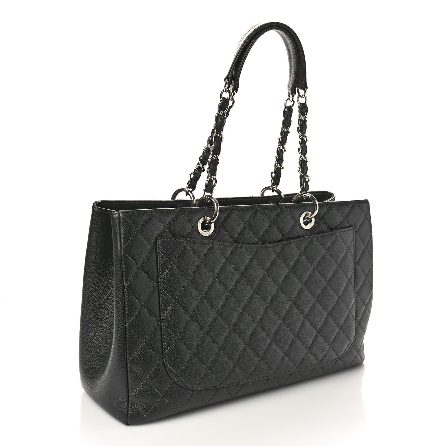 Caviar Quilted XL Grand Shopping Tote GST Dark Grey