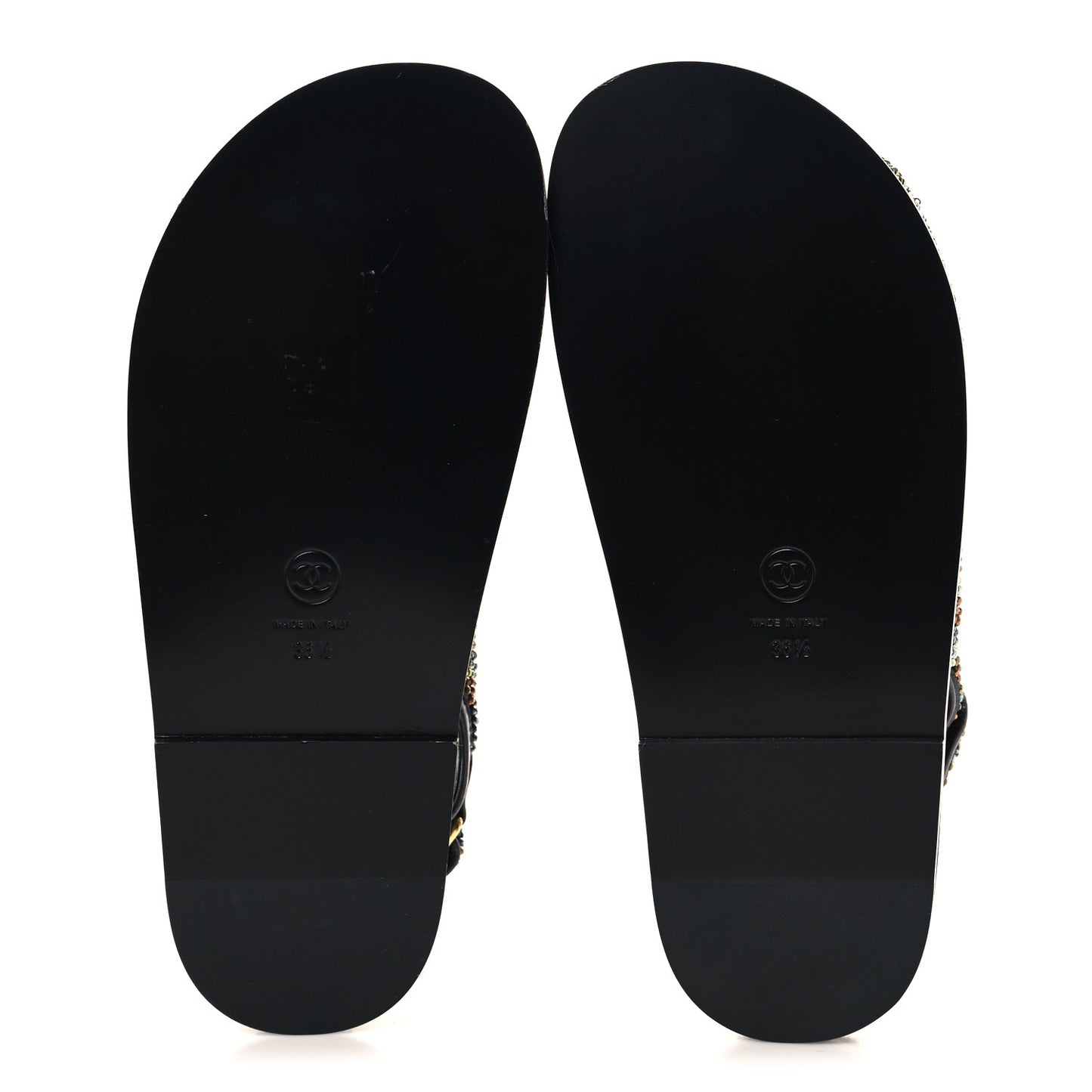 Grained Calfskin Crystal Velcro Dad Sandals 36.5 Black Multicolor