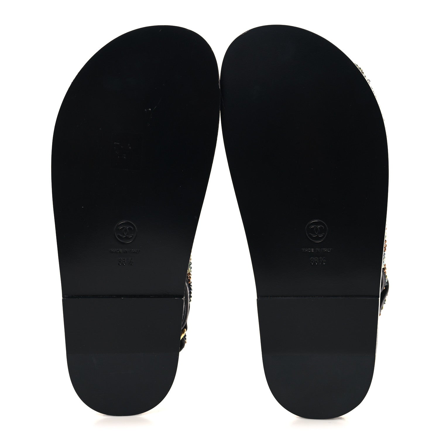 Chanel Grained Calfskin Crystal Velcro Dad Sandals 36.5 Black Multicolor 6 of 11