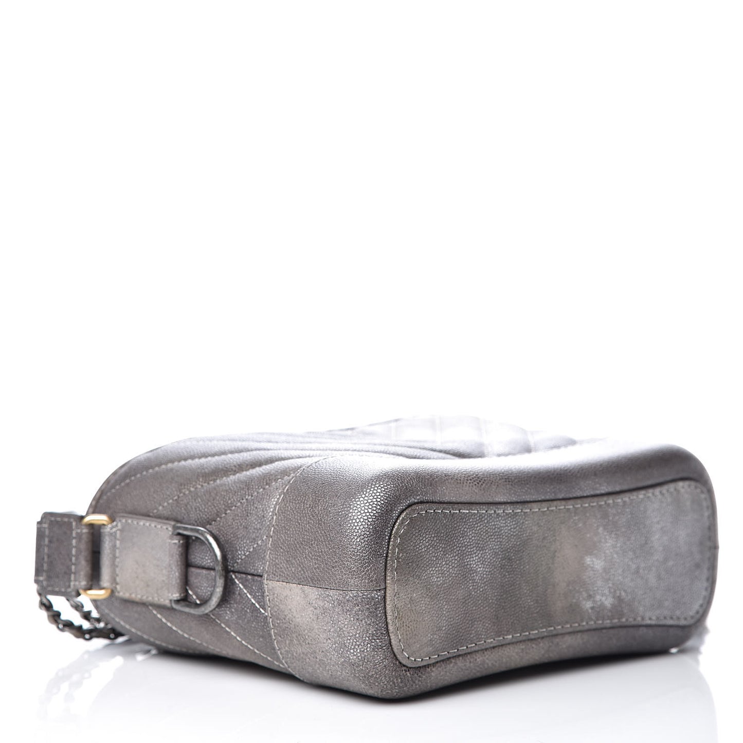 Metallic Caviar Chevron Quilted Small Gabrielle Hobo Light Silver Gold