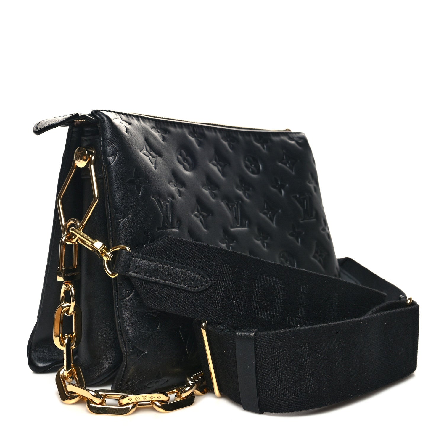 Louis Vuitton Lambskin Embossed Monogram Coussin PM Black 3 of 11
