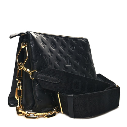 Louis Vuitton Lambskin Embossed Monogram Coussin PM Black 3 of 11