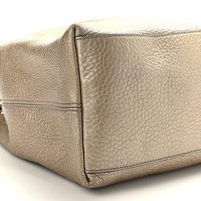 Gucci Metallic Pebbled Calfskin Medium Soho Chain Shoulder Bag Golden Beige 8 of 9