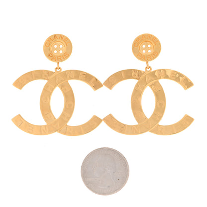 Chanel Metal Large Paris Button Earrings Gold 2 of 5