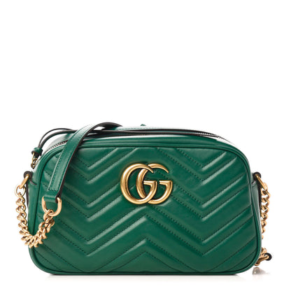 Gucci Calfskin Matelasse Small GG Marmont Chain Shoulder Bag Emerald Green 1 of 11
