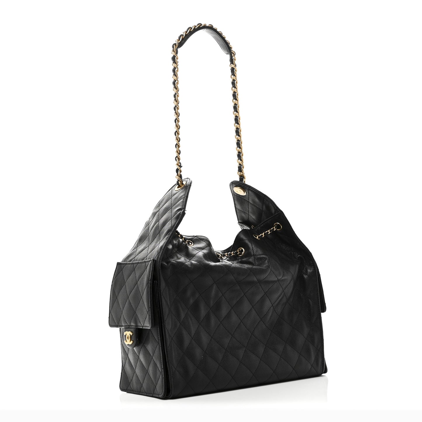 Caviar Quilted Medium Chanel 25 Handbag Black