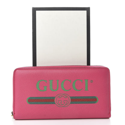 Gucci Grained Calfskin Logo Zip Around Wallet Box Pink Green 8 of 8