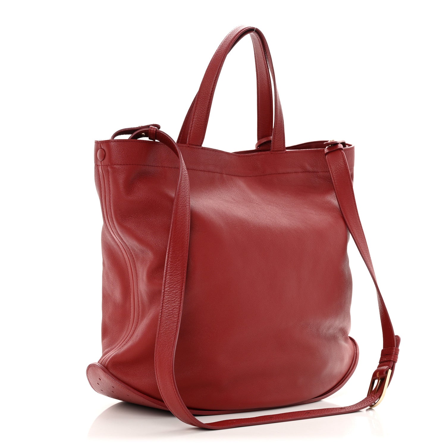 Delvaux Grained Calfskin Le Pin Tote Red 3 of 16