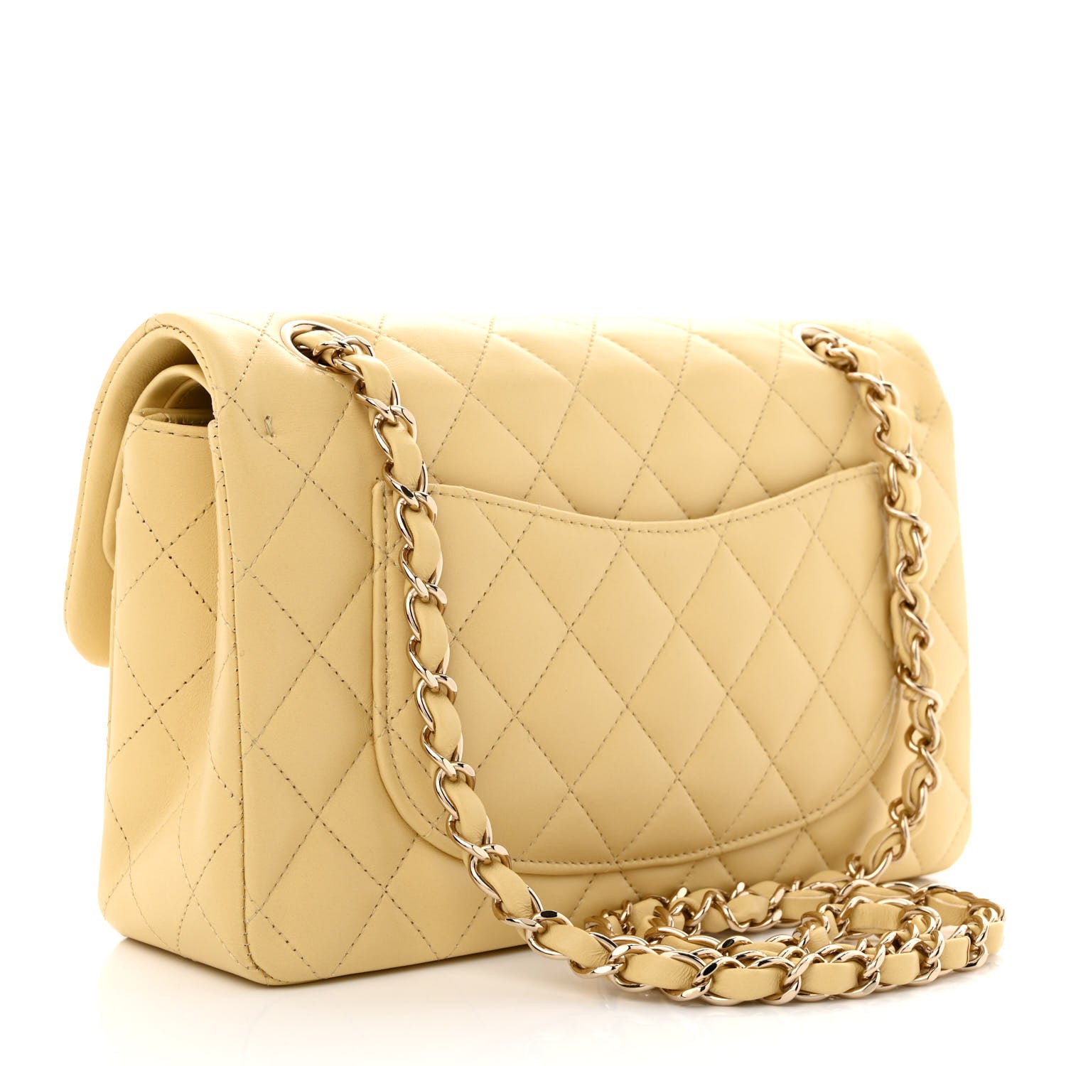 Chanel Lambskin Quilted Small Double Flap Yellow 3 of 10