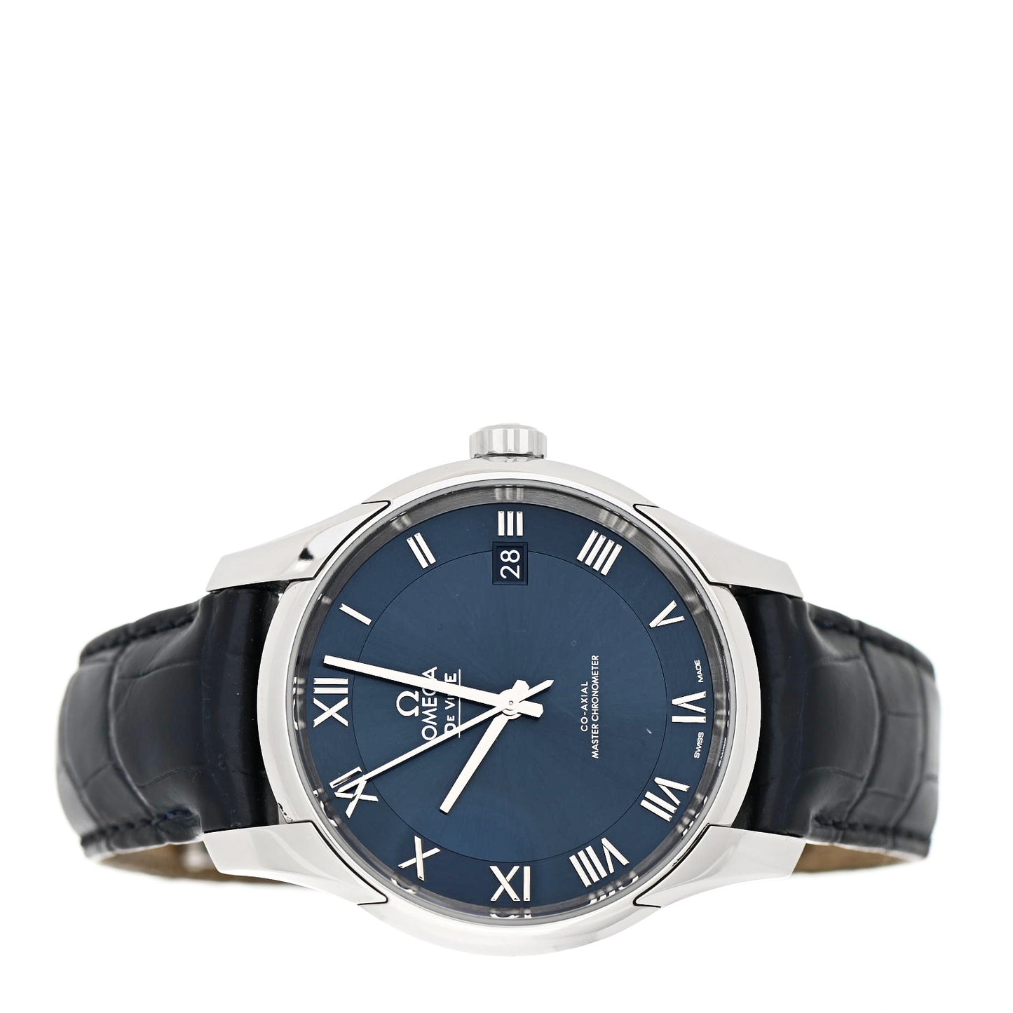 Stainless Steel Alligator 41mm De Ville Hour Vision Automatic Watch Blue 433.13.41.21.03.001