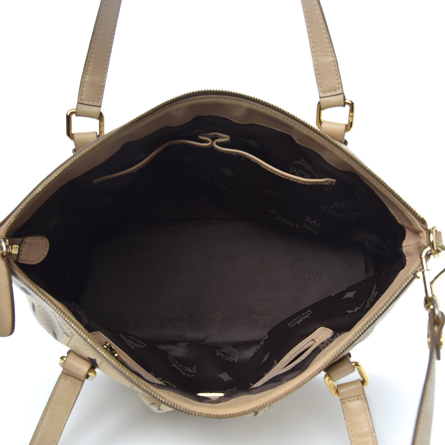 MCM Visetos Medium Essentials Shopper Tote Beige 5 of 13