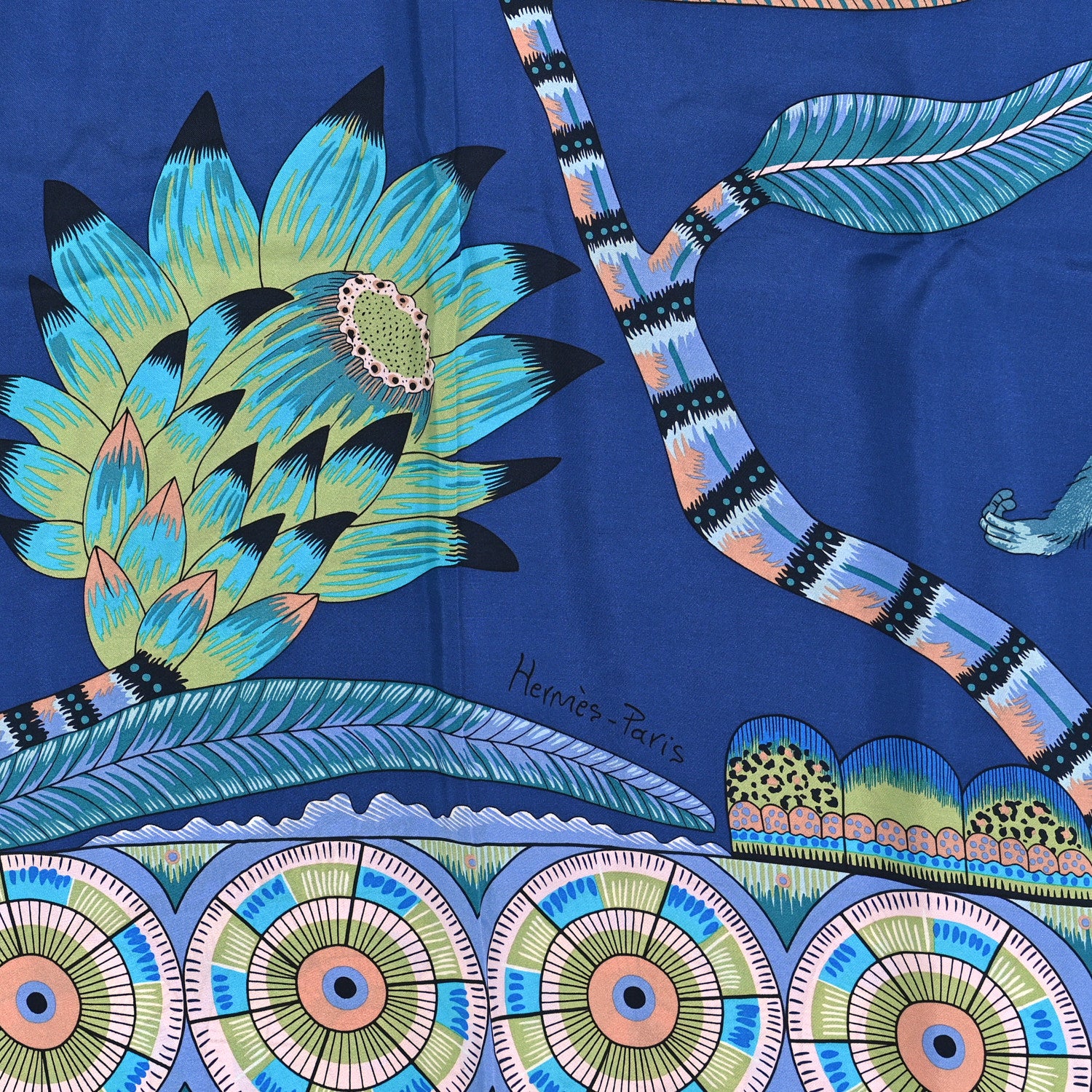 Hermes Silk The Savana Dance Wash Scarf 140 Lavande Turquoise 2 of 3