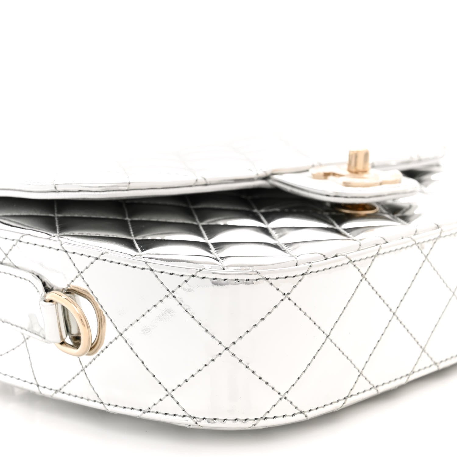 Chanel Mirror Calfskin Metallic Calfskin Medium Hollywood Boulevard Flap With Star Coin Purse Silvery 10 of 11