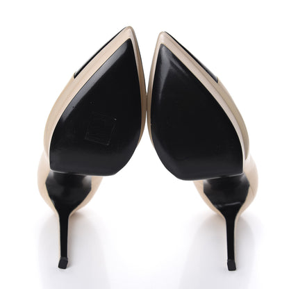 Saint Laurent Calfskin Cap Toe Janis 105 Platform Pumps 39 Powder 5 of 12