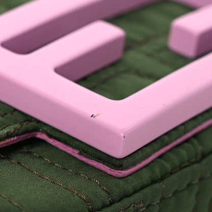Fendi Nylon Nappa FF Stitched Nano Baguette Maxi Handle Charm Green Pink 12 of 14