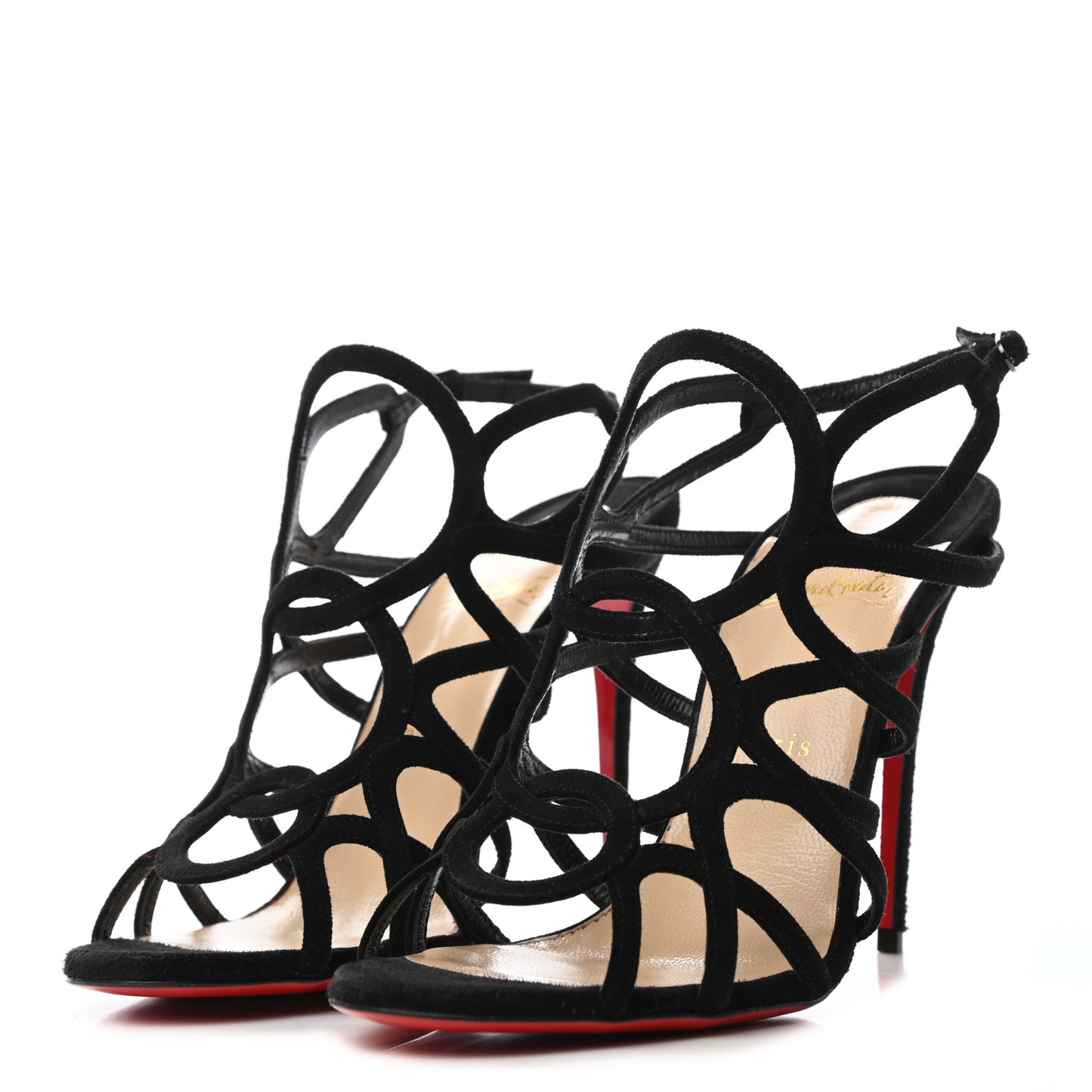Strass Suede Circonvolu 85 Sandals Heels 39.5 Black