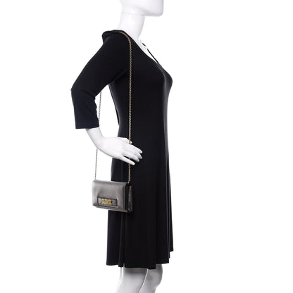 Christian Dior Metallic J'adior Croisiere Chain Wallet Dark Silver 2 of 14