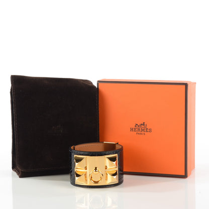 Hermes Shiny Alligator Collier De Chien CDC Bracelet S Bleu Marine 4 of 6