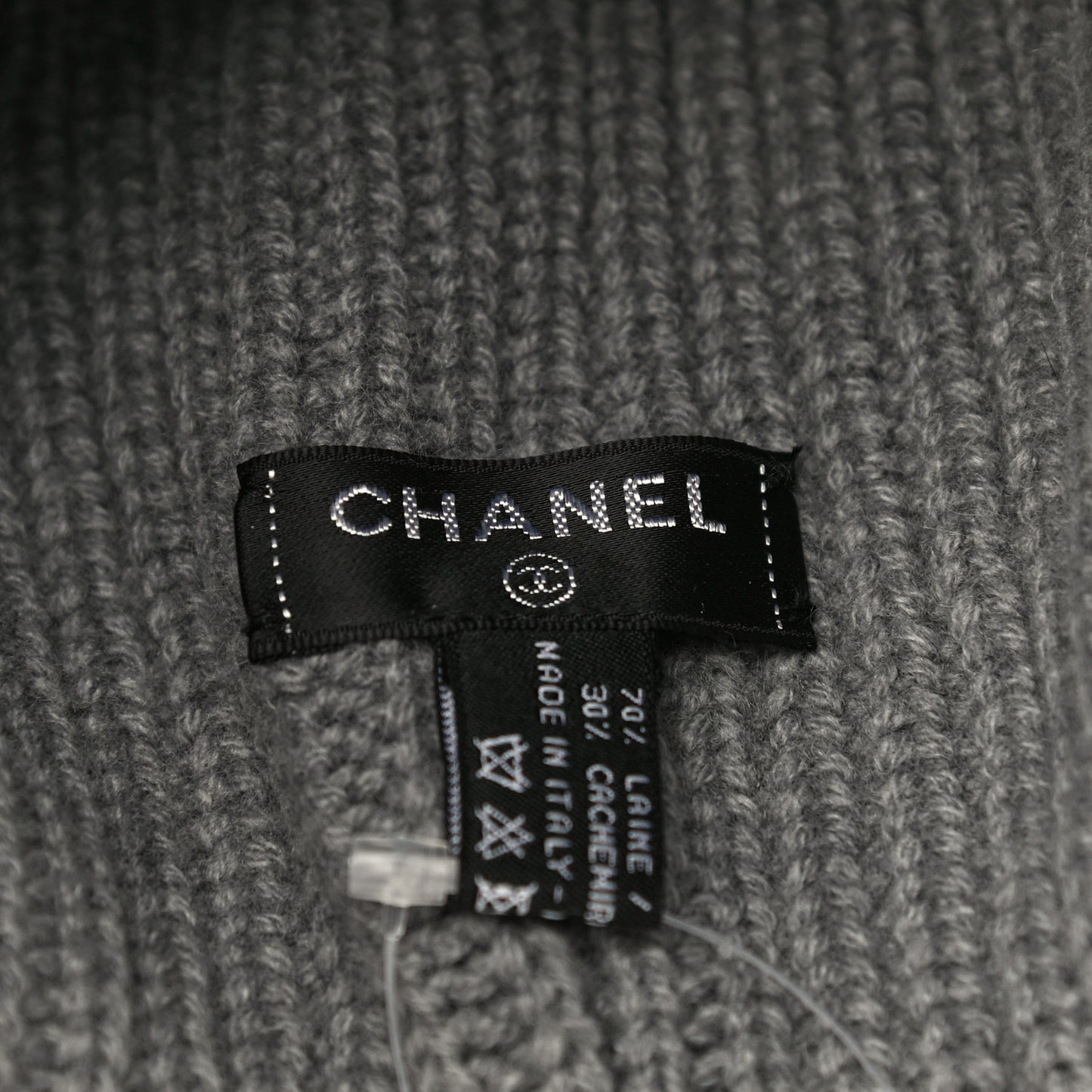 Wool Cashmere CC Beanie Hat Grey Orange