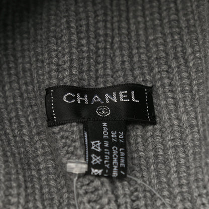 Chanel Wool Cashmere CC Beanie Hat Grey Orange 5 of 9