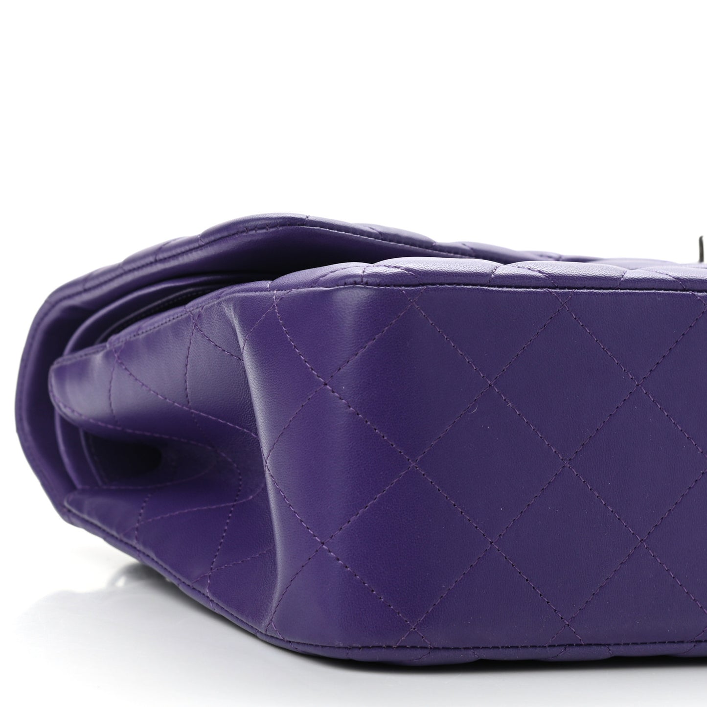 Lambskin Quilted Jumbo Double Flap Purple