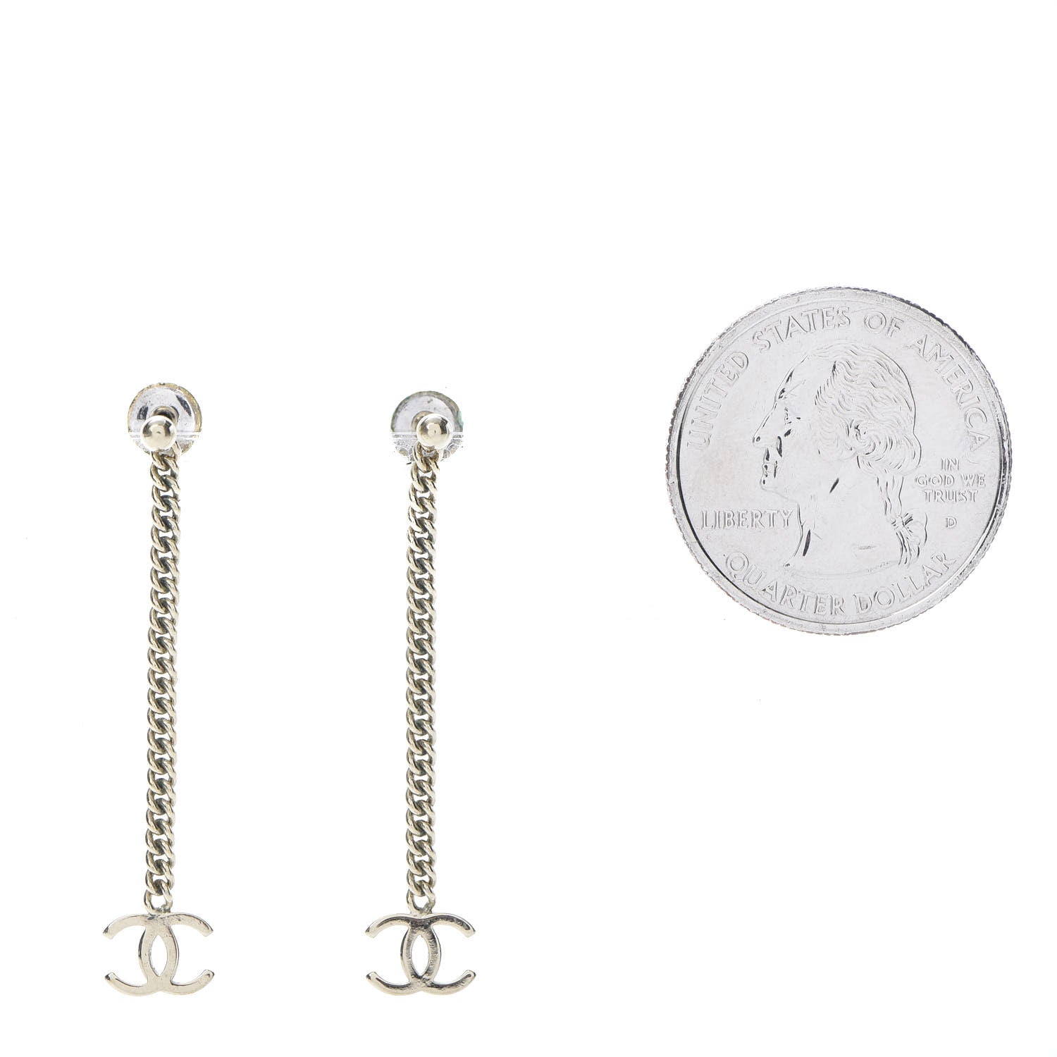 Chanel CC Long Drop Earrings Gold 2 of 4
