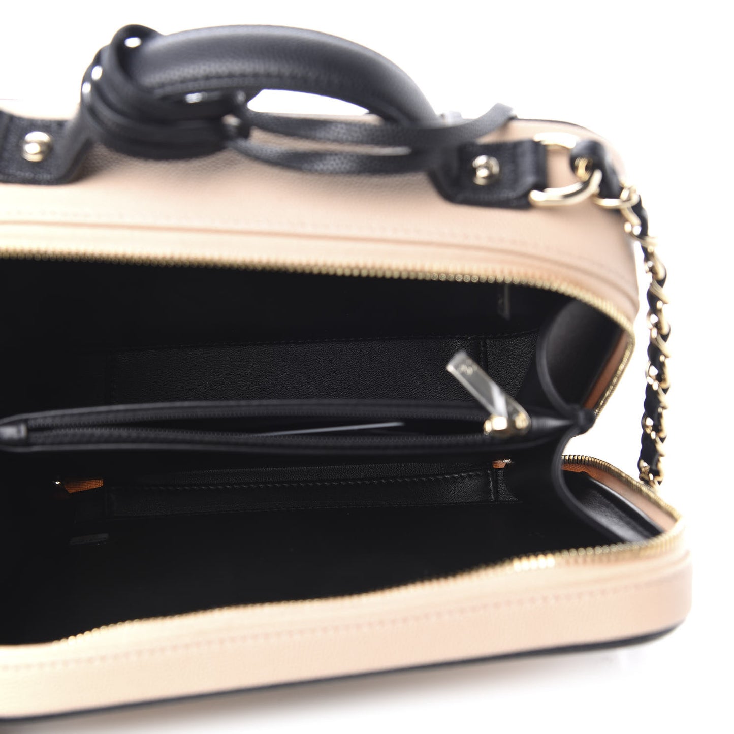 Caviar Quilted Medium CC Filigree Vanity Case Beige Black