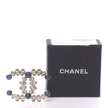 Chanel Strass Crystal CC Brooch Gold Blue 5 of 5