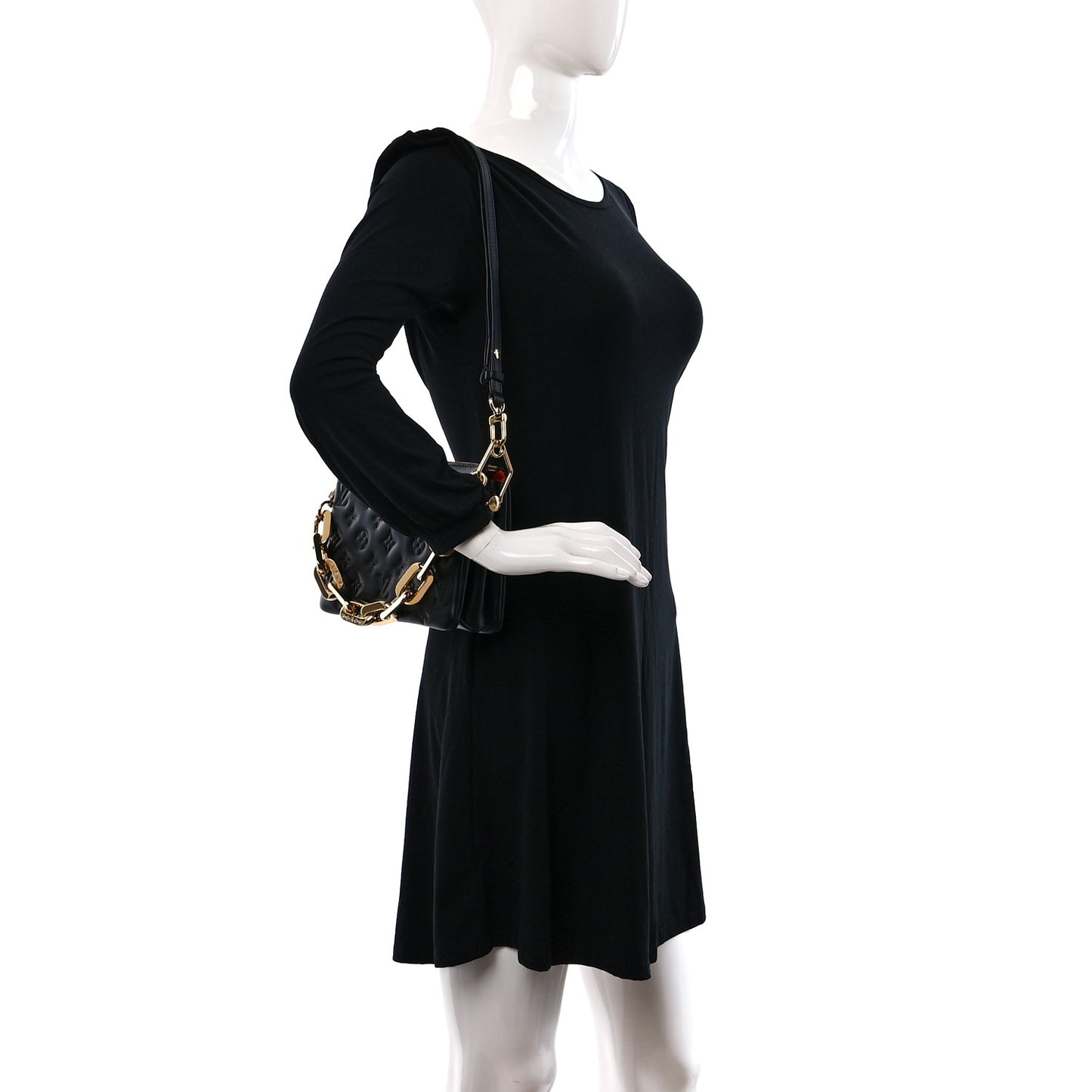 Lambskin Embossed Monogram Coussin BB Black
