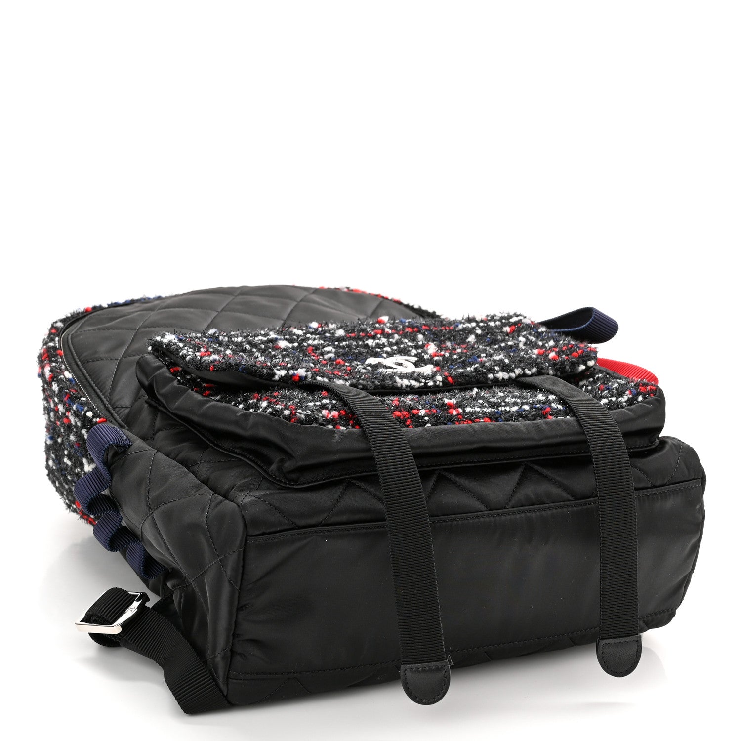 Chanel Tweed Nylon Quilted Astronaut Essentials Backpack Black Multicolor 4 of 10