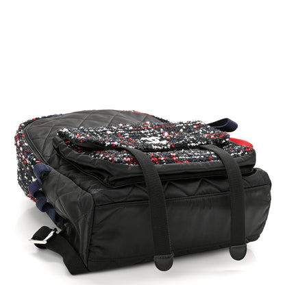 Chanel Tweed Nylon Quilted Astronaut Essentials Backpack Black Multicolor 4 of 10