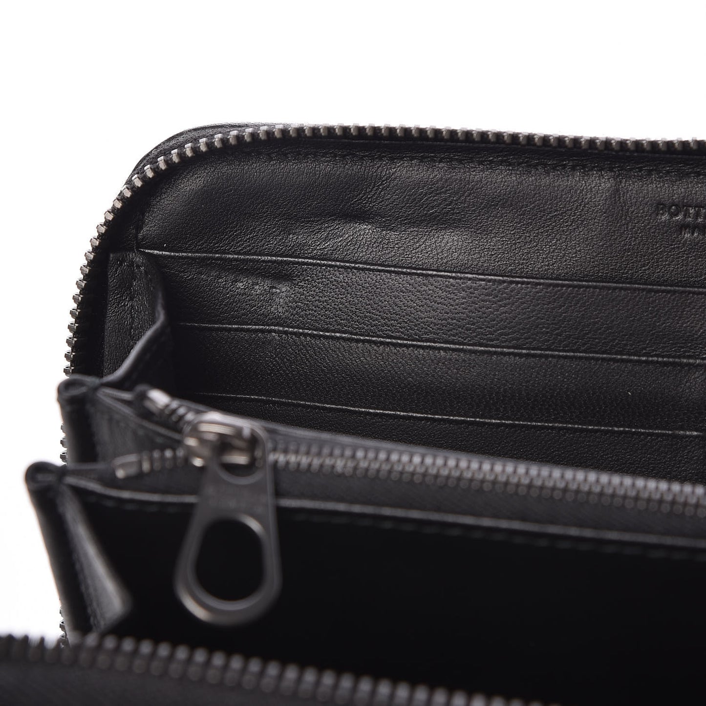 Nappa Intrecciato Gradient Spotted Zip Around Wallet Black Gray