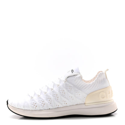 Chanel Mixed Fibers Quilted Womens CC Sneakers 37 White 1 of 12