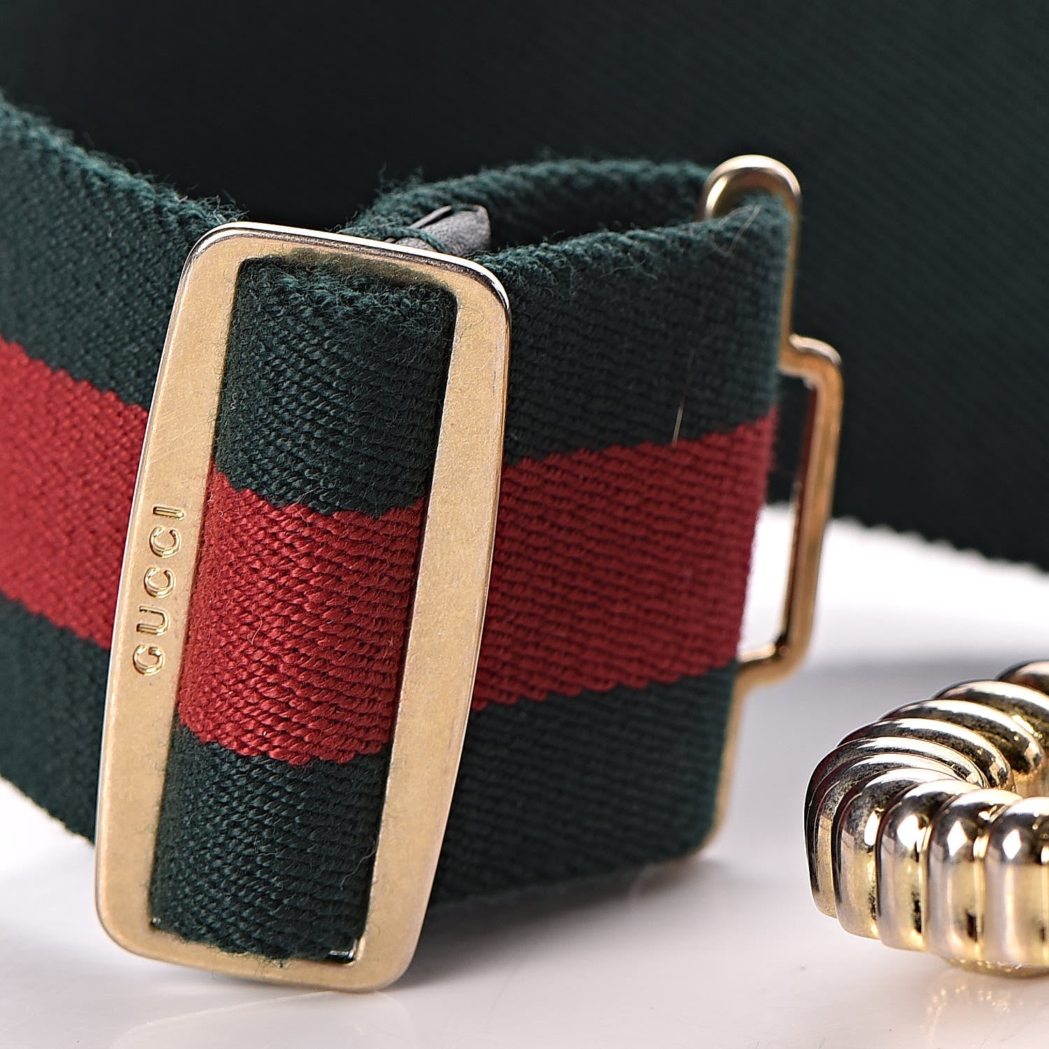 Gucci Canvas Torchon Double G Web Belt 80 32 Verde 5 of 5